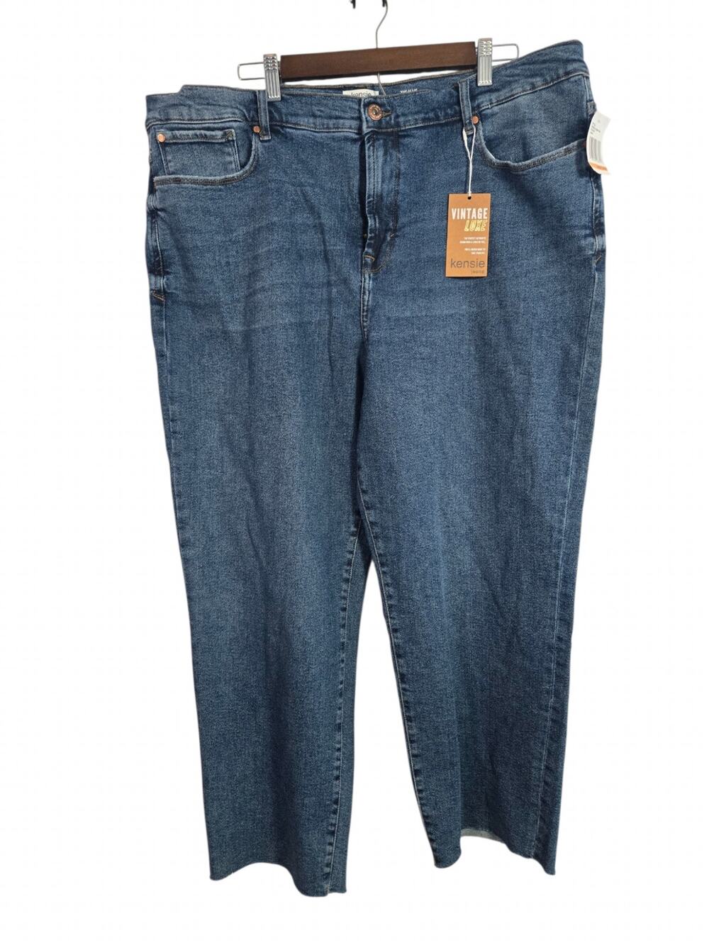 NWT Kensie High Rise Plus 24W Blue Frayed Hem Jeans